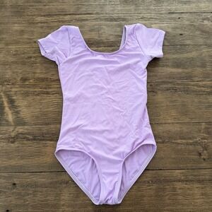 Wear Moi Girls Lilac Purple Short Sleeve Ballet Leotard Age 8-10 V-Back Dance